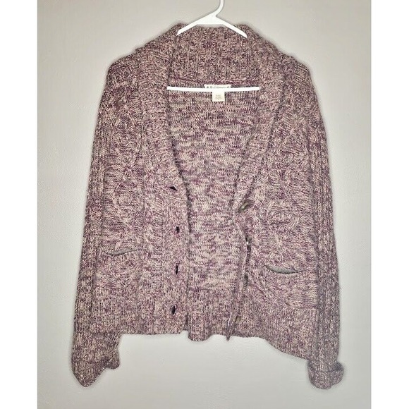 Ruff Hewn Cozy Cable Knit Shawl Collar Cardigan Sweater Women's XL Multicolored - Picture 7 of 9